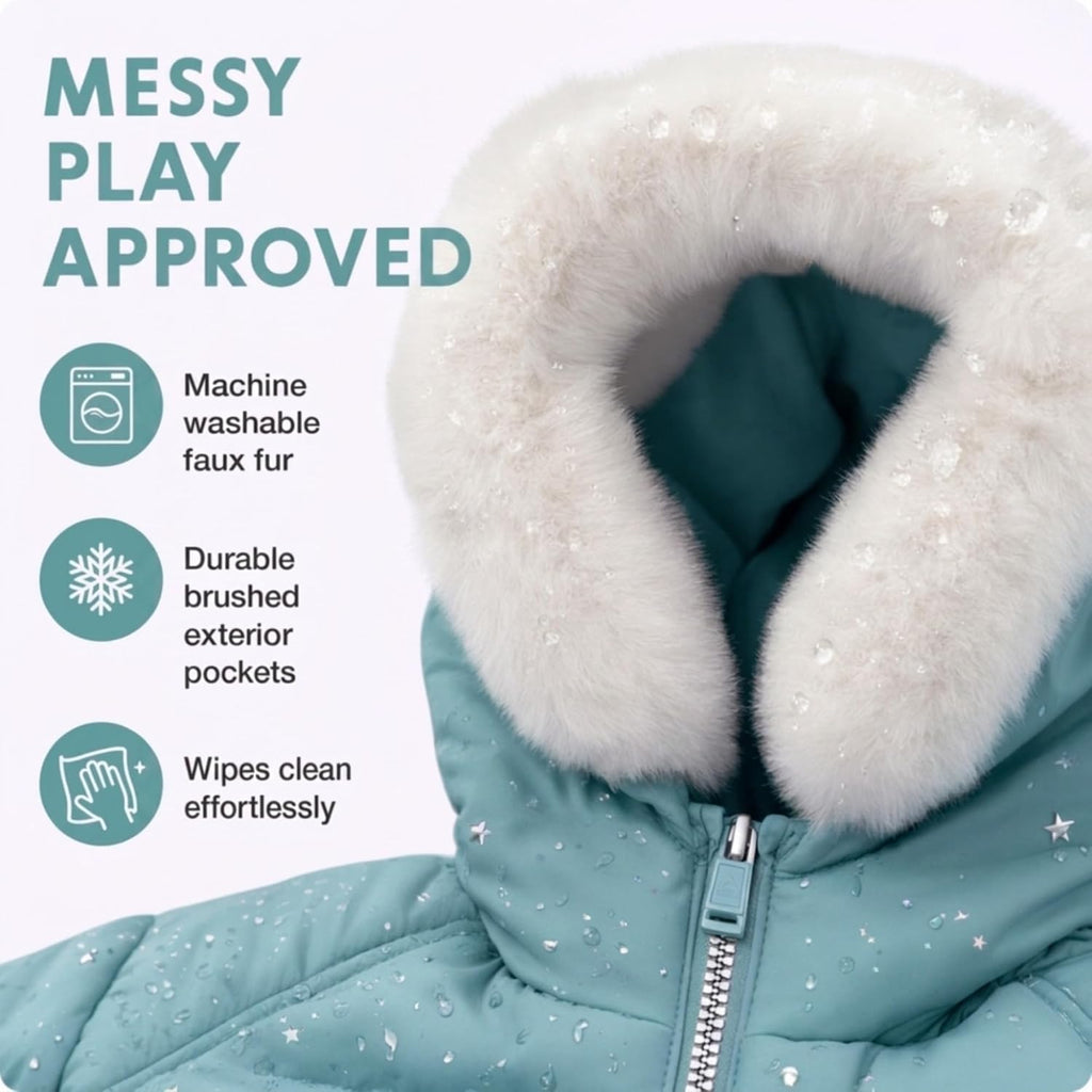 Girls Winter Coat - Heavyweight Puffer Parka Jacket with Fur Hood