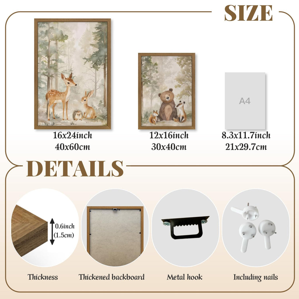 Woodland Nursery Wall Decor, Forest Animal Canvas Wall Art 16x24 In