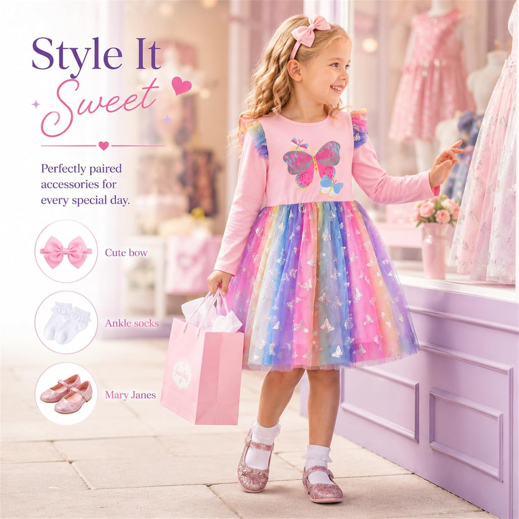 Toddler Girls Dresses Winter Long Sleeve Tutu Party Dress for Girl Xmas Gift
