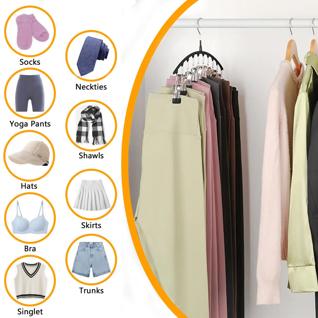 Legging Hangers for Closet Organizer, Hat Hangers for Closet 4 Pack with 10 Clips Holds 40 Leggings, Legging Hanger