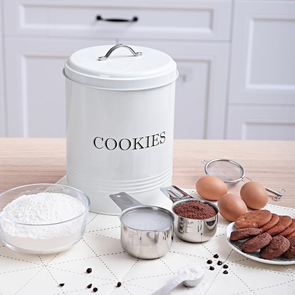 Cookie Jar with Lid, Counter Top Canister Decorative Storage Container for Farmhouse Kitchen
