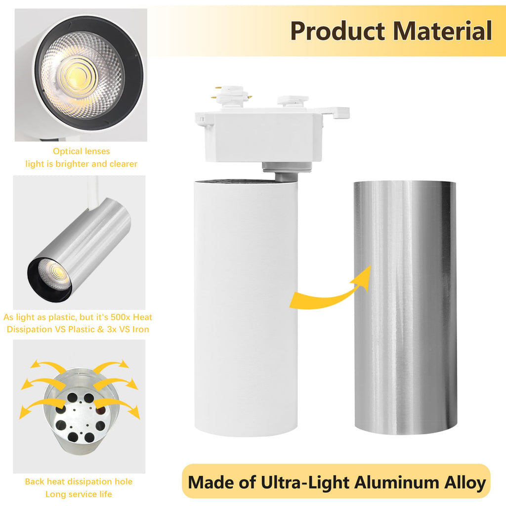 Plug in J&L Type LED Track Lighting Kits Dimmable Adjustable Angle Heads