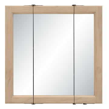 Wyndham Tri-View Medicine Cabinet, 24", White Oak