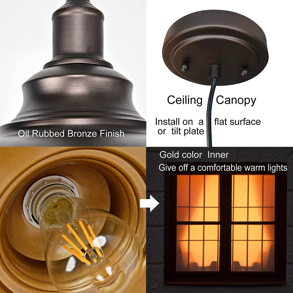 1 Pack Farmhouse Dome Pendant Lights Island Bronze
