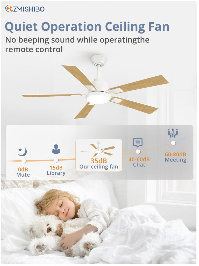 52" Coastal Ceiling Fan with Light, Remote Control, White