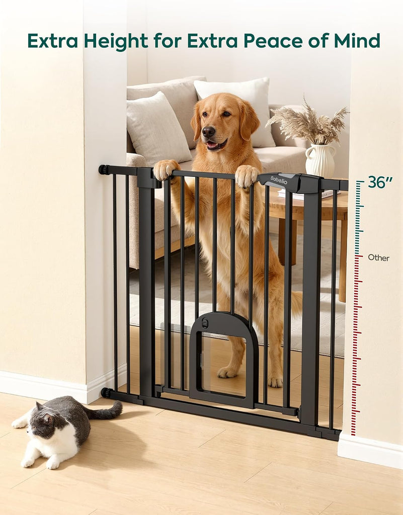 36" Tall Pet Gate with Cat Door, CatPrivilege III, 29-43"