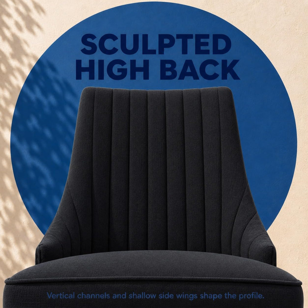 Black Mid Century Modern Dining Chairs Set of 2, Modern Kitchen & Dining Room Chairs Set of 2, Upholstered Dining