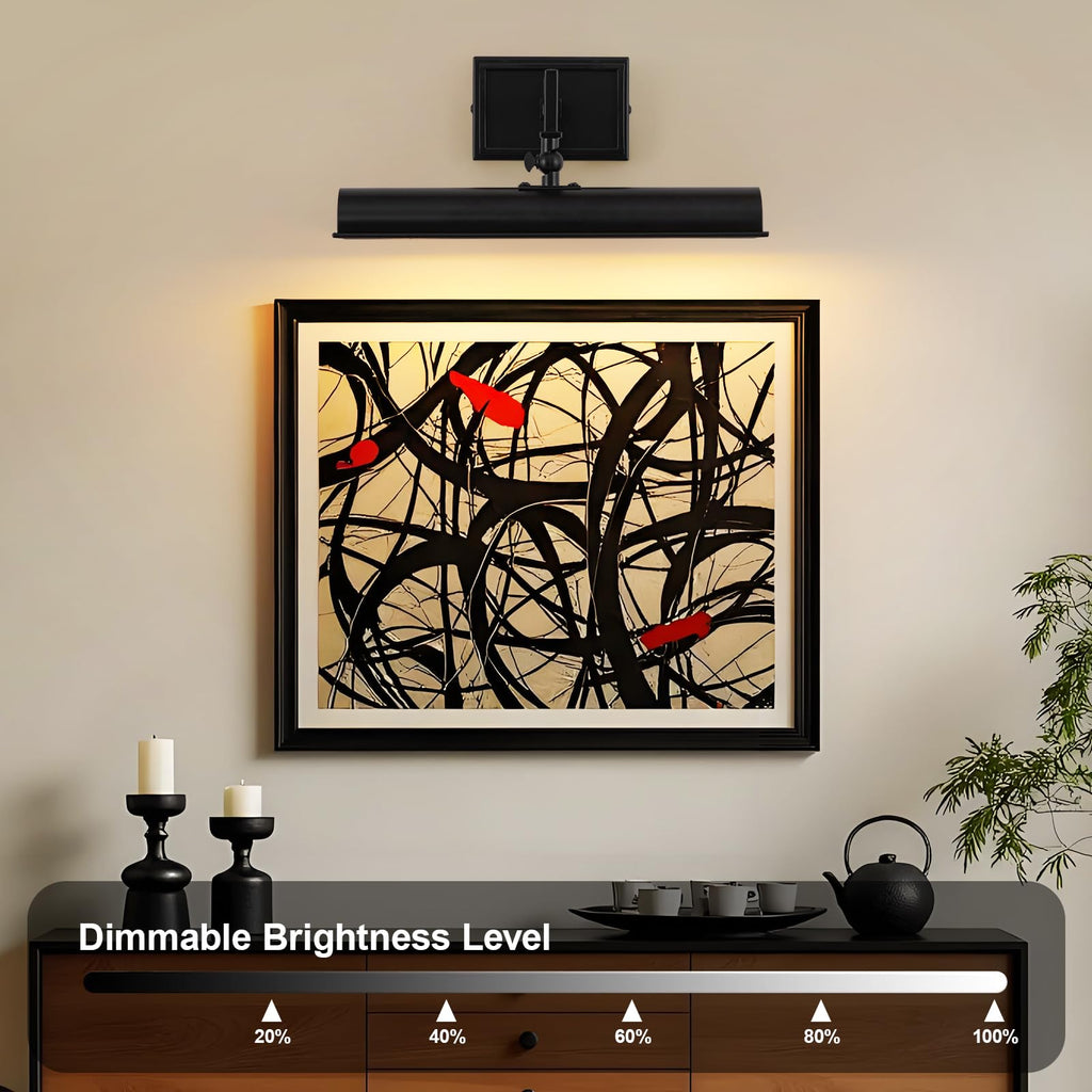 Picture Light for Wall, 12 Inch Black Wall Light Hardwired, 270° Rotatable, E12 Base, 2-Light Picture Frame Lights