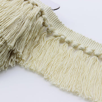 Cotton Tassel Fringe Trim, 4.1inch Wide Boho Long Macrame Fringe Ribbon Border Trim Sewing Fringe Trim for - 5 Yards