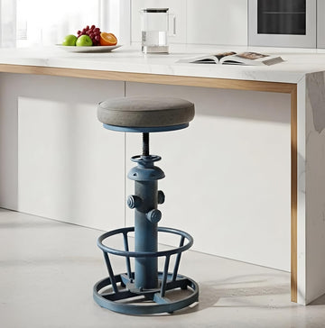 Antique Industrial Round Bottom Adjustable Height Cafe Coffee Retro Vintage Stylish Water Pipe Design Pub Kitchen Bar