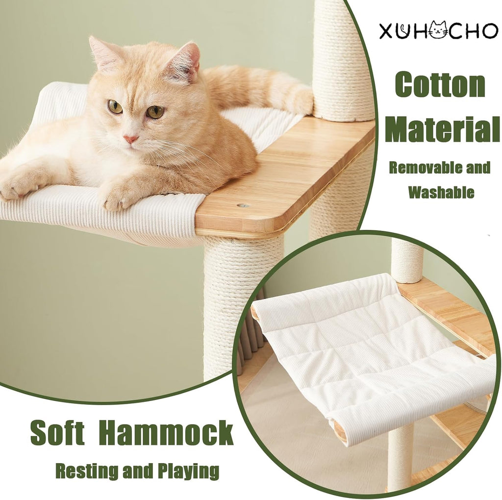 60 in Multi-Level Rubberwood Cat Tower