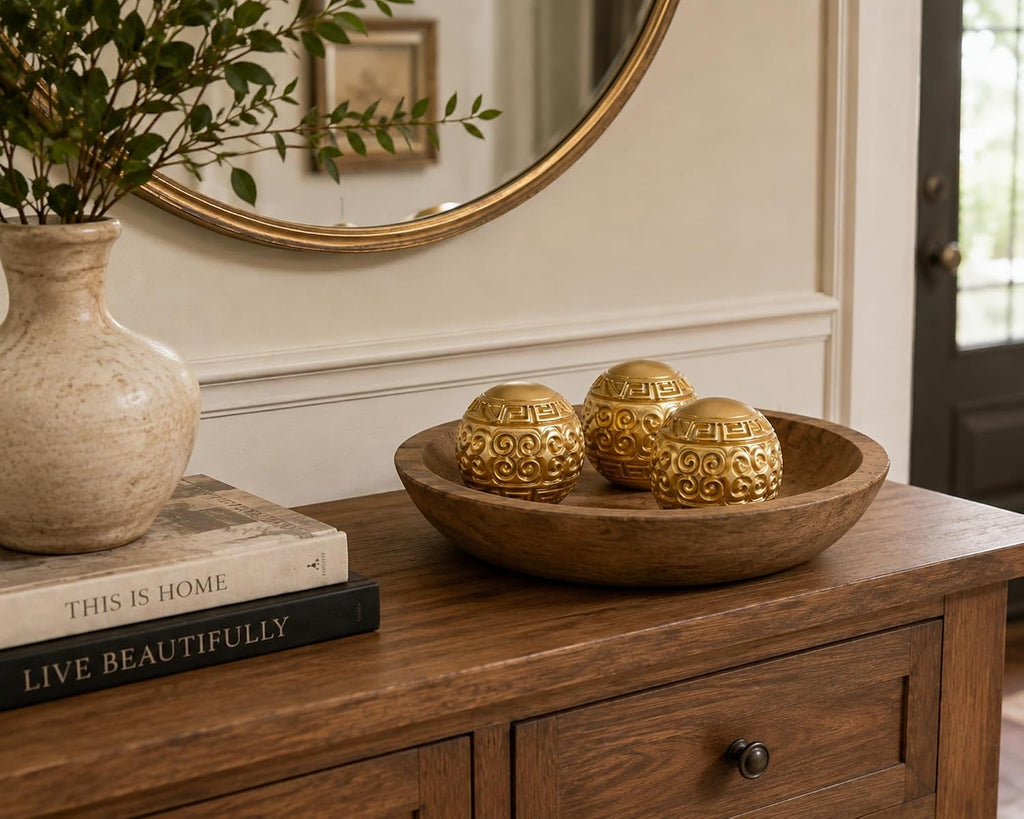 3 inch Matte Golden Decorative Balls for Bowl Filler - Set of 3