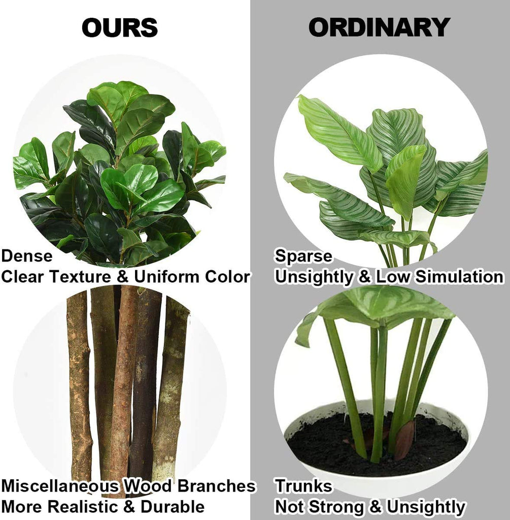 6FT Artificial Fake Fig Tree Greenery Plants Pot, Decorative Indoor & Outdoor Fiddle Leaf Trees Lobby