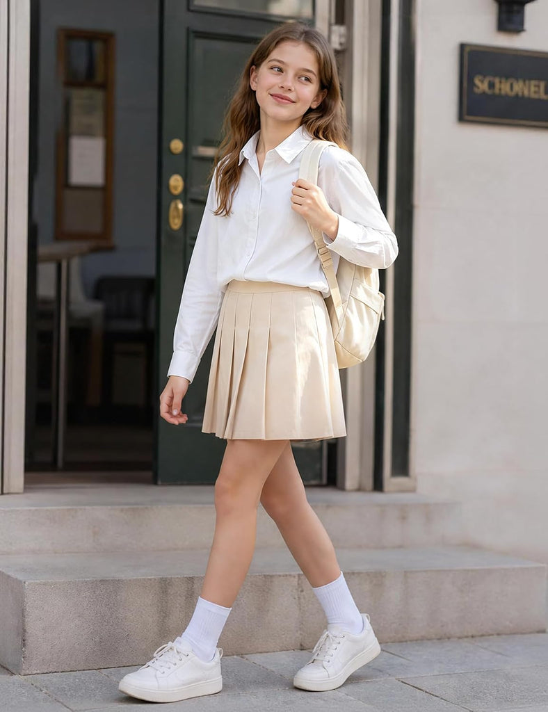 Girls Button Down Shirt Long Sleeve Uniform Dress Shirts