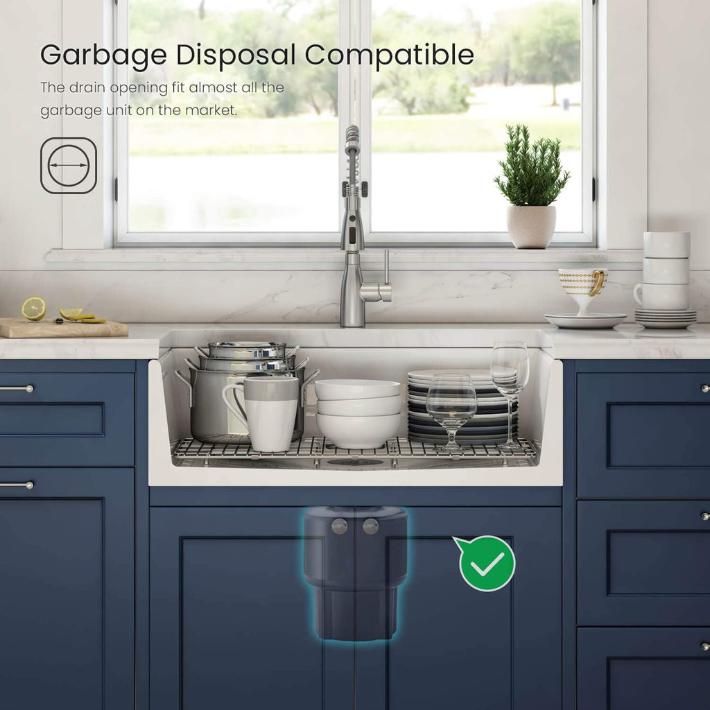 K2-SF33 33-inch Single Bowl Fireclay Farmhouse Sink | Apron Front, Heat Safe Glazing | Scratch & Stain Resistant |