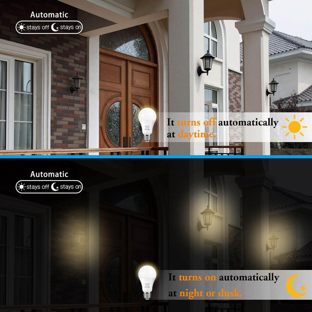 Dusk to Dawn Light Bulb, Sensor LED Bulbs Smart Lights Bulb 5W A19 Automatic On/Off, Indoor/Outdoor Lighting Lamp