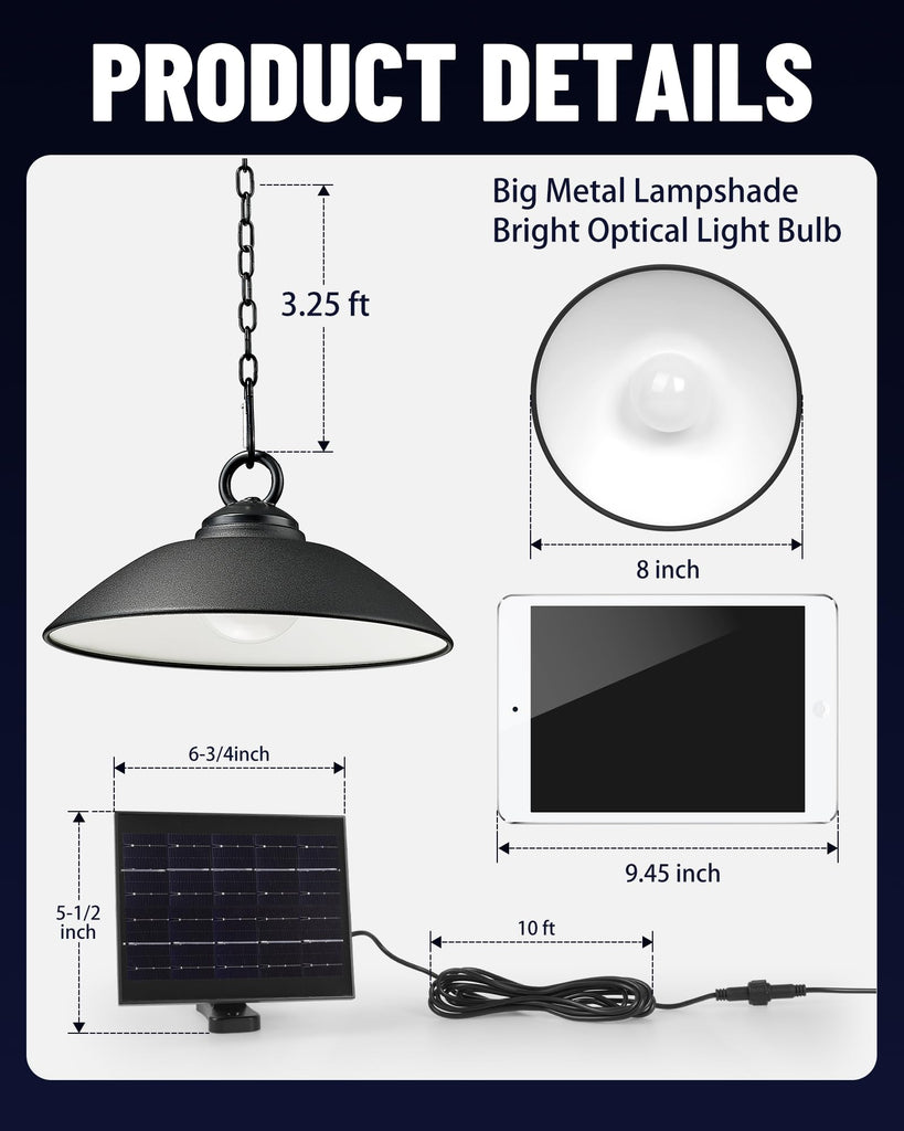 Solar Pendant Lights with Remote Control, 8 Inch, 1 Pack