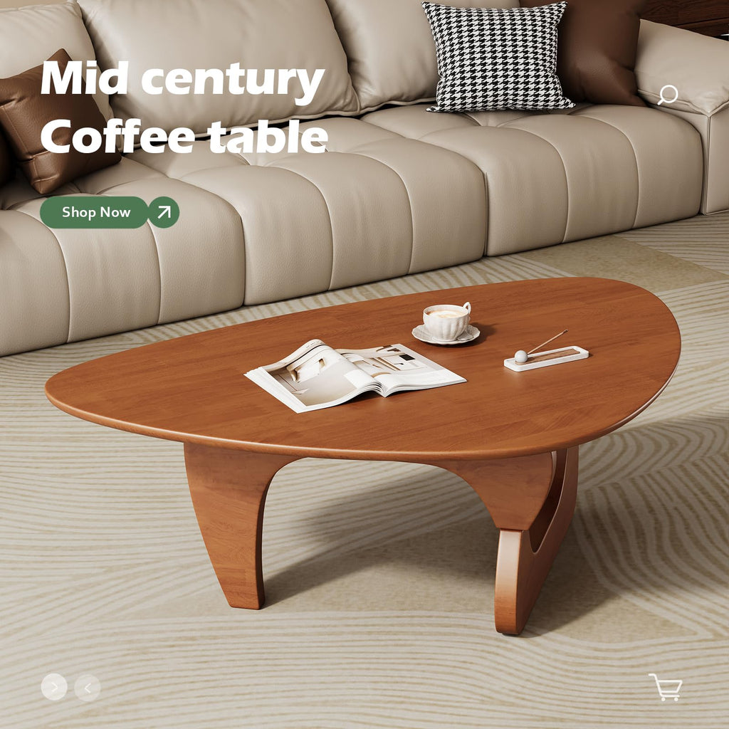 Mid Century Modern Coffee Table - Walnut Wooden Coffee Table, Center Table Suitable Living Room Reception Office