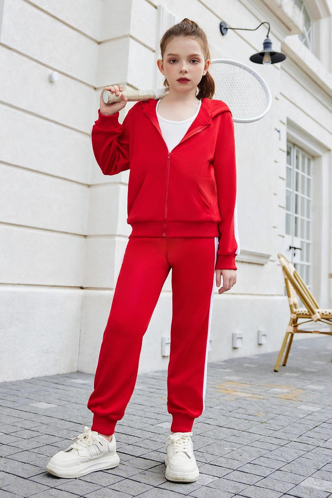 Girls 2 Piece Outfits Zip Up Hoodie Tracksuit Sweatsuits Sets