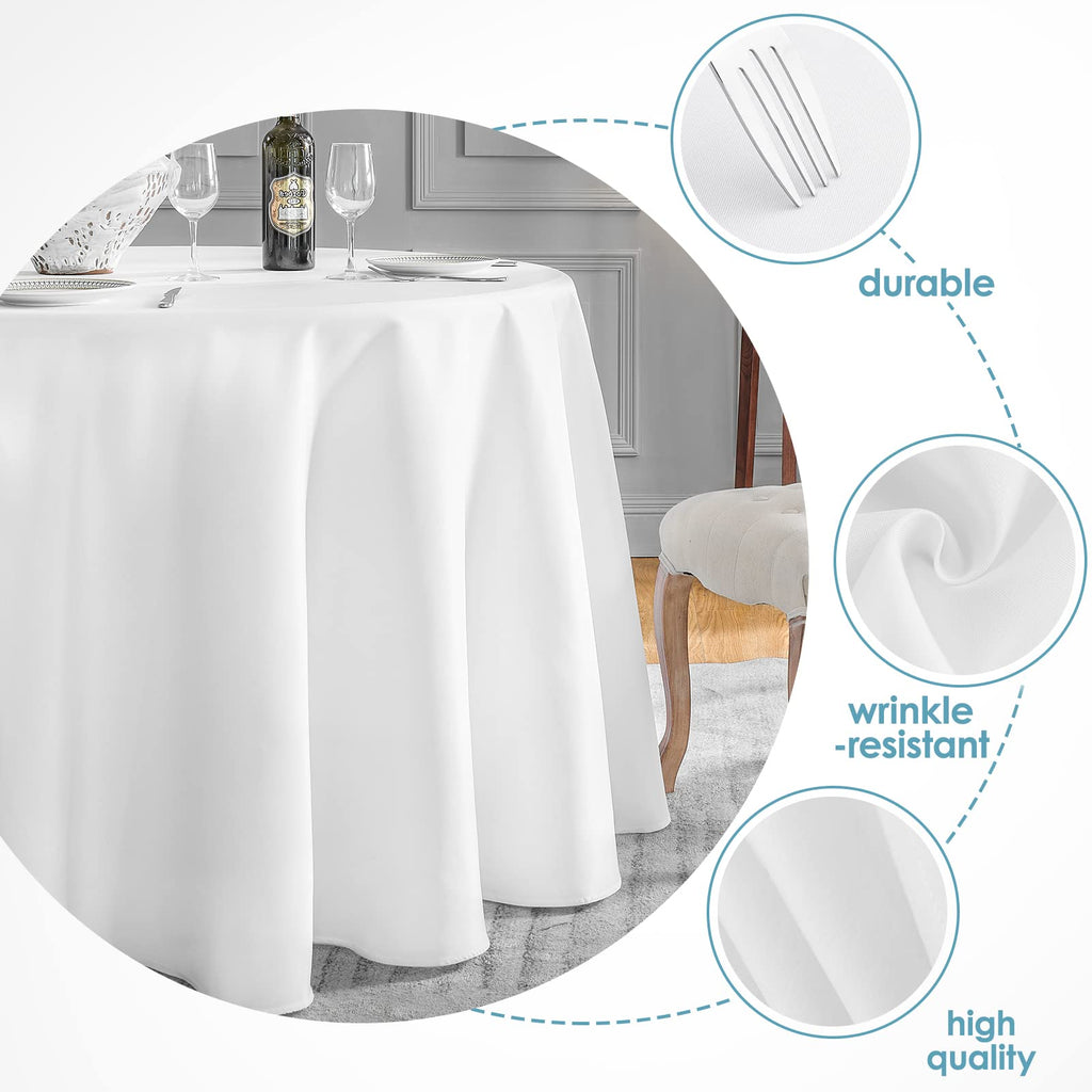 Classic Series 6 Pack 120inch Round Polyester Table Cloth, White