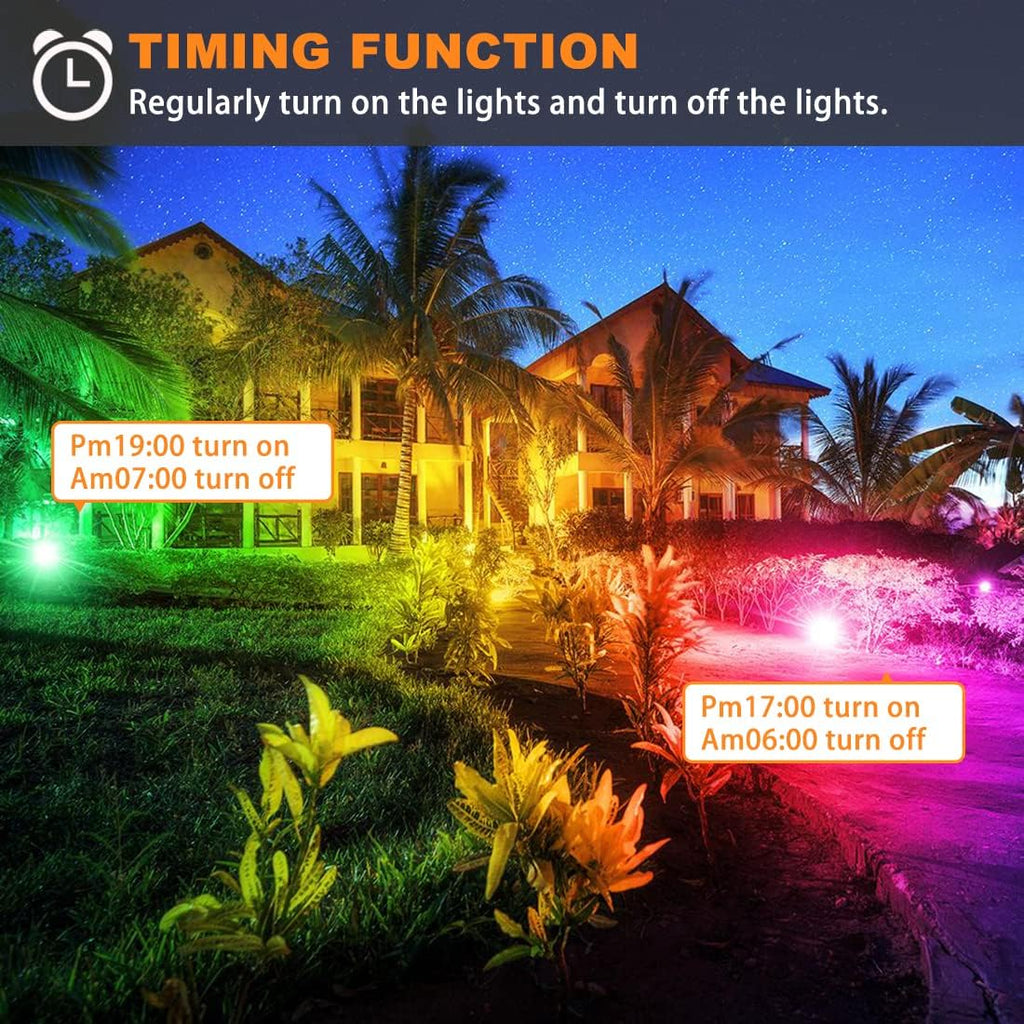 LED Flood Light Outdoor 800W Equivalent 8000LM Smart RGB Landscape Lighting | APP Control, DIY Scenes - Timing - Warm