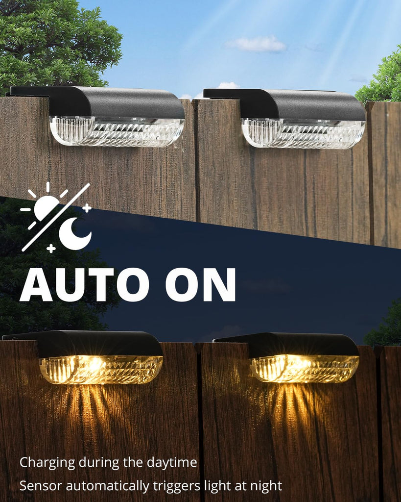 16 Pack Solar Deck Lights Outdoor, Solar Step Lights Led Solar Lights for Outdoor Stairs, 3000K Warm White, Auto