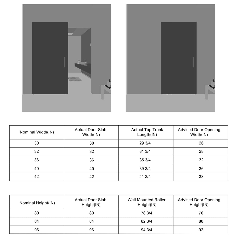 36"x84" Concealed Sliding Barn Door with Soft Close Hardware Kits