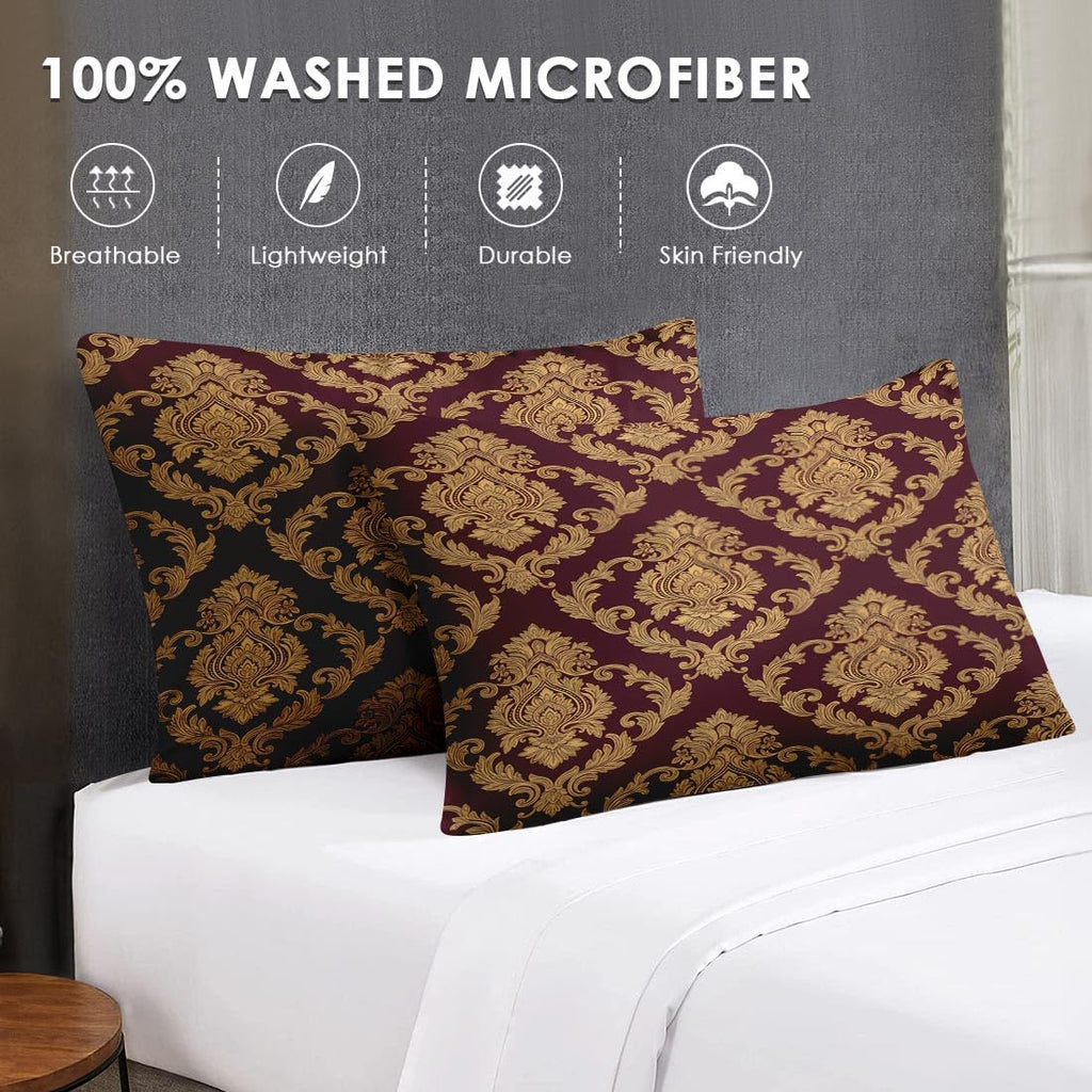 Queen Comforter Set with Sheets, 7 Pieces Damask Red Bedding