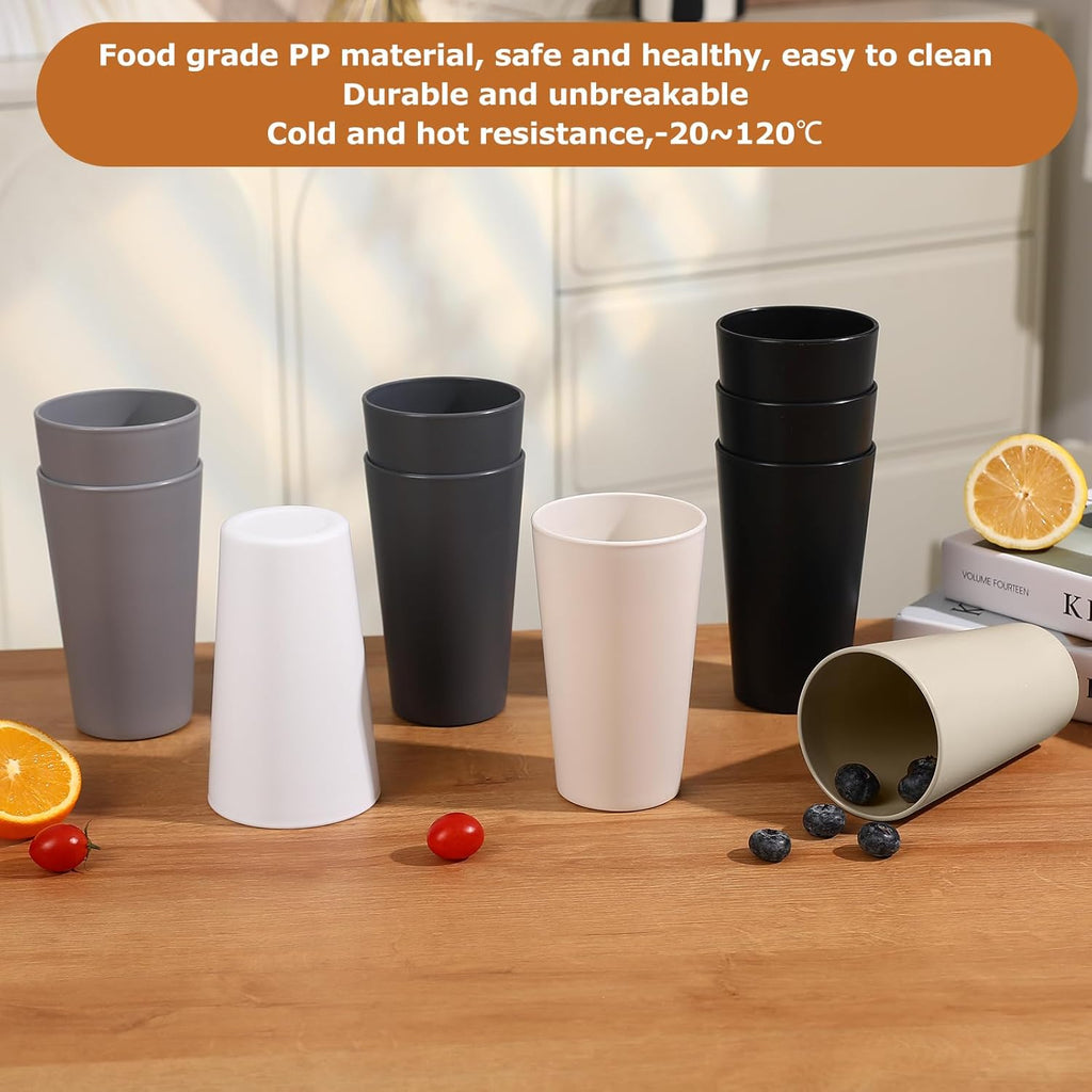 24 Pcs Unbreakable Plastic Cups Set, 20 oz Reusable Plastic Cups, Stackable Water Tumblers, Drinking Cup , BPA-free