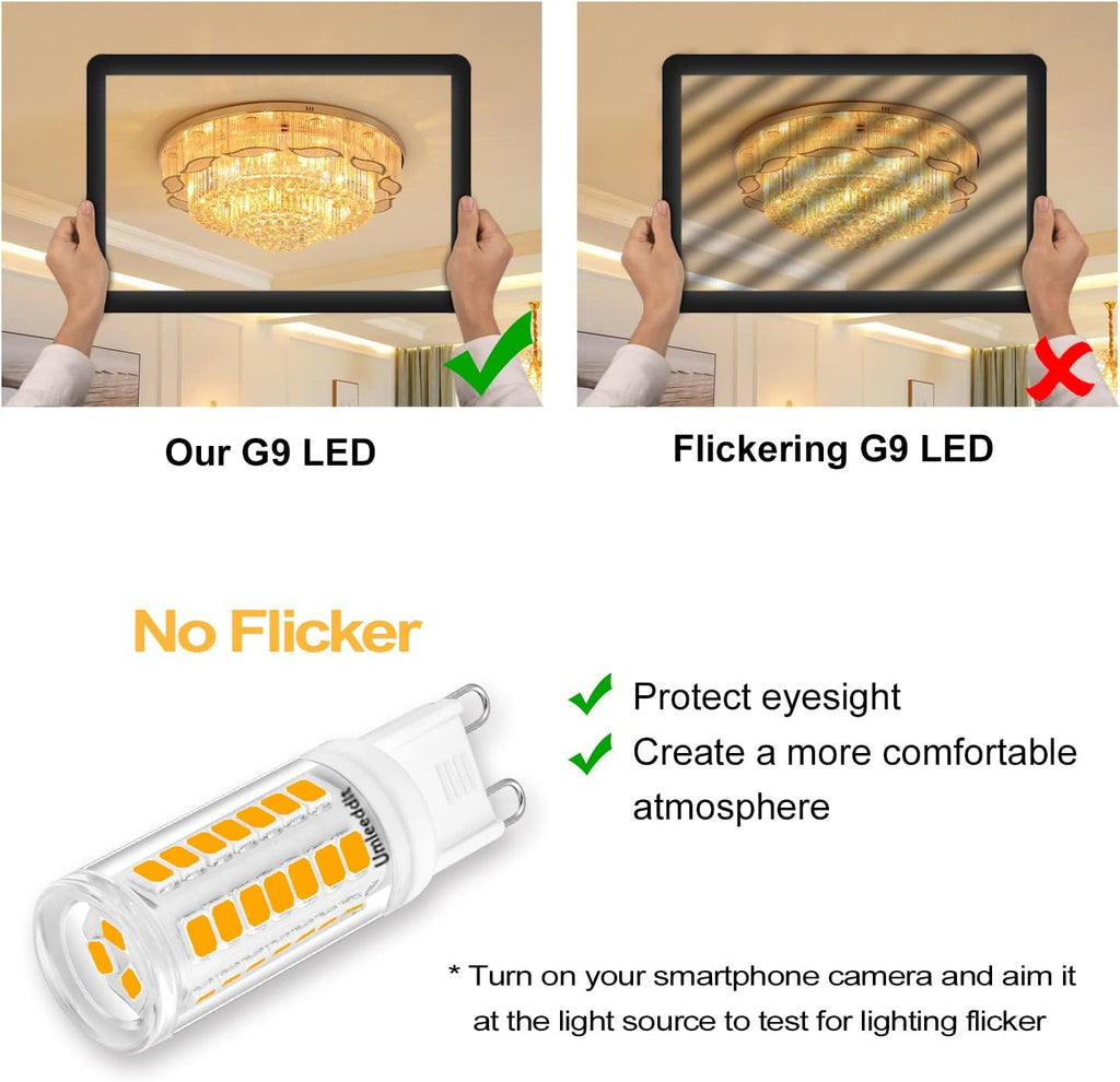 G9 LED Bulb 4W 40W Halogen Equivalent, 400LM, No-Flicker 3000K Warm White, Non-Dimmable, AC120V LED Light Bulb
