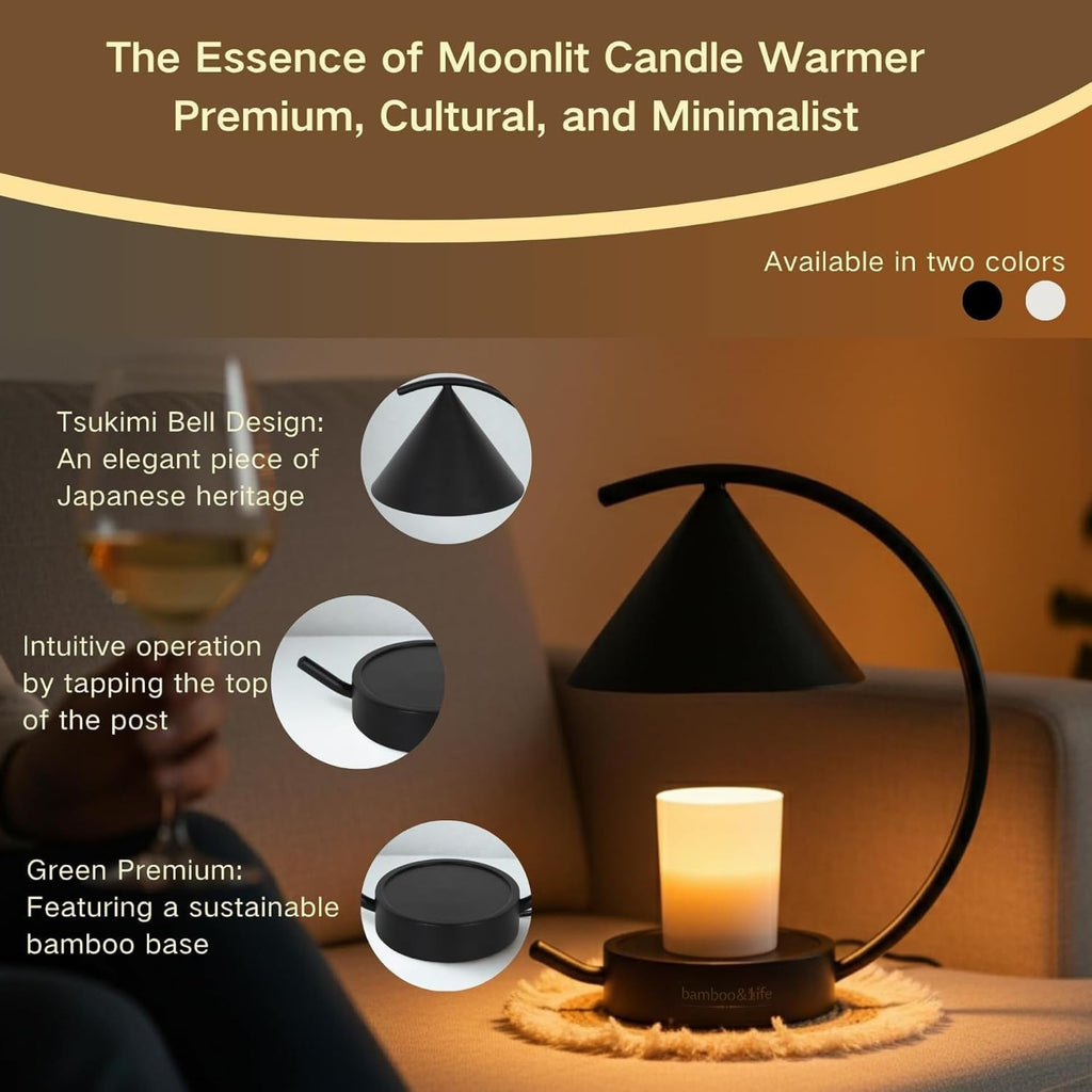 Japandi Moon Arc Candle & Wax Warmer Gift Set, Tsukimi Inspired