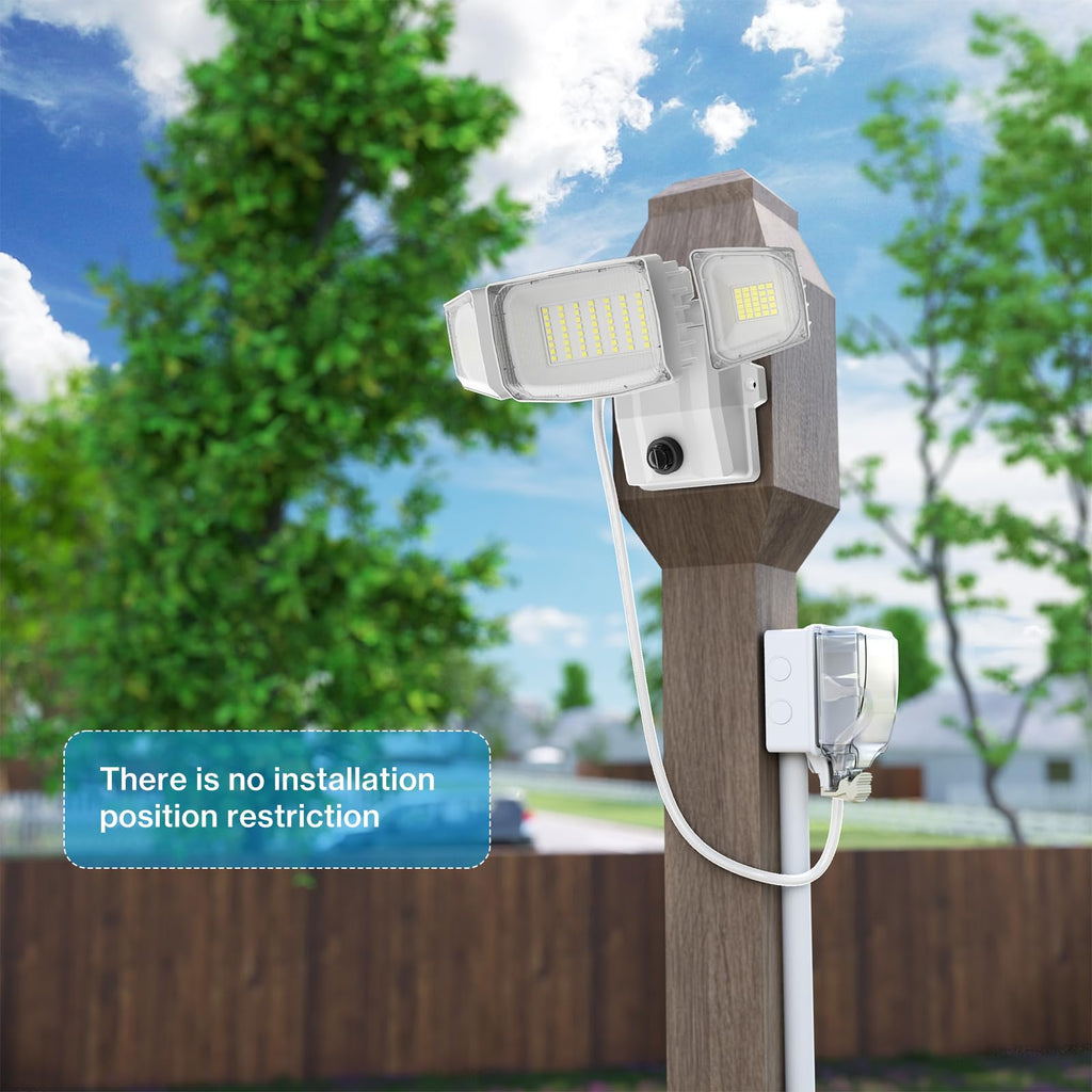 80W Plug in Flood Lights Dusk to Dawn Outdoor Lighting, Exterior LED Security Light with Remote, IP65