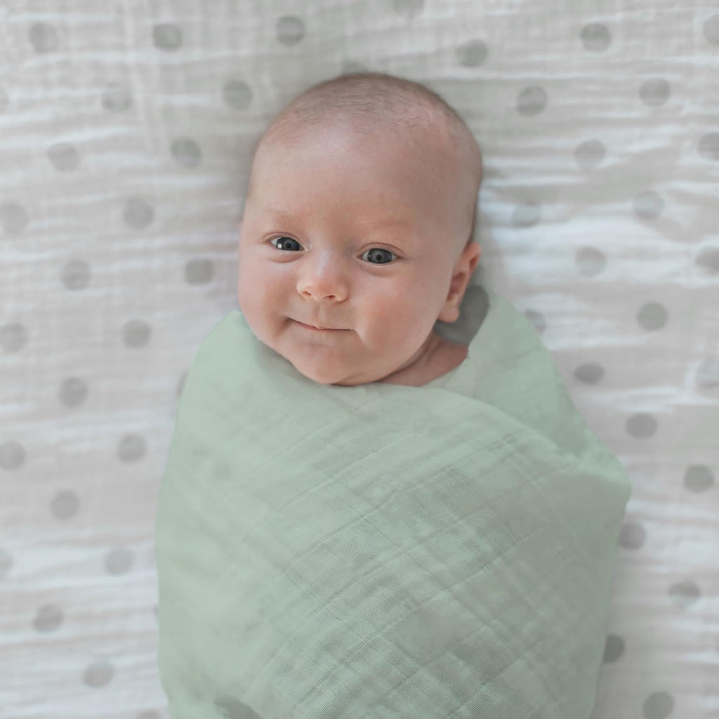 Cotton Muslin Swaddle Blankets for Babies, Set of 4, Neutral Receiving Blankets, Baby Registry & Gift