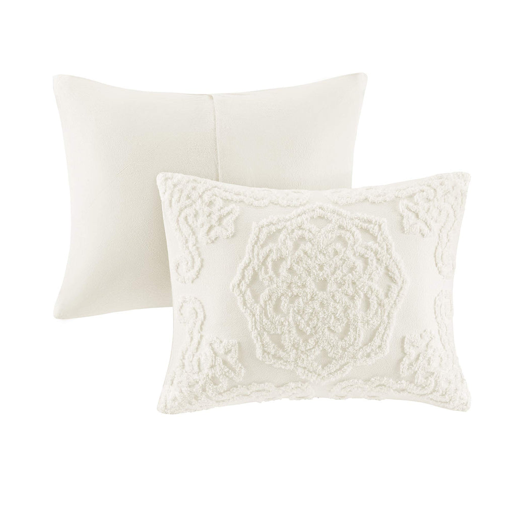 Cotton Bohemian Tufted Off-White Twin Comforter Set, 2pc