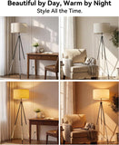 Tripod Floor Lamp with Remote Control, Stepless Dimmable Tall Floor Lamp with Fabric Shade