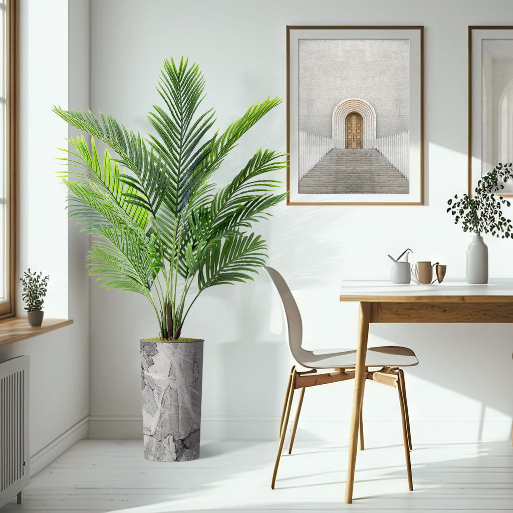 Artificial Tree in Modern Planter, Fake Areca Tropical Palm Silk Tree for Indoor and Outdoor Home Decoration - 66"