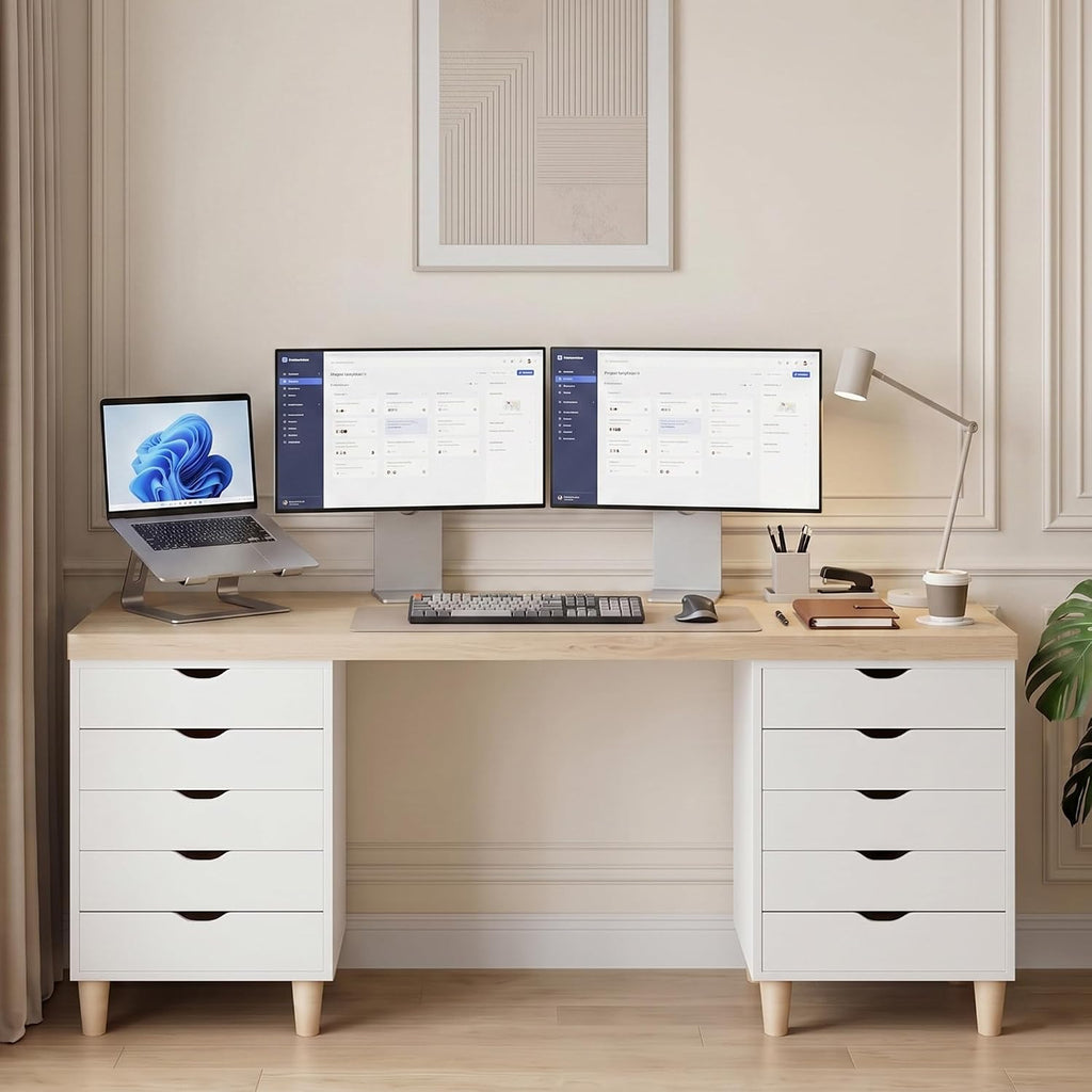 5 Drawer Rolling Storage Cabinet, Mobile File Cabinet , White | Rolling Storage Cabinet with 5 Drawers for Desk