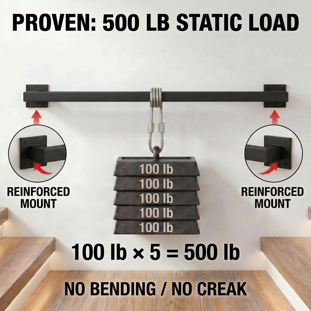 4FT Stair Railing Indoor Outdoor, 500LB Heavy-Duty Wall Mounted Handrail