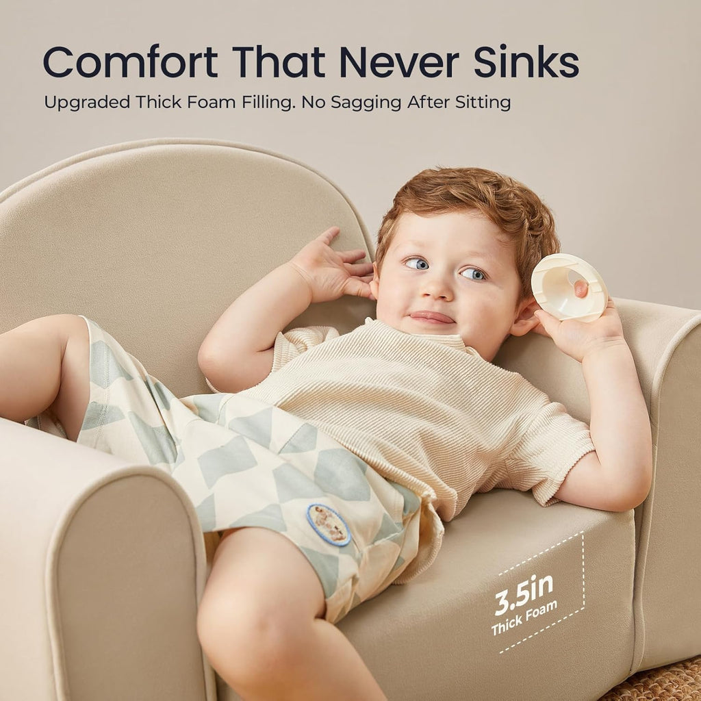 In-1 Foldable Kids Couch with Pocket Soft Thick Toddler Sofa