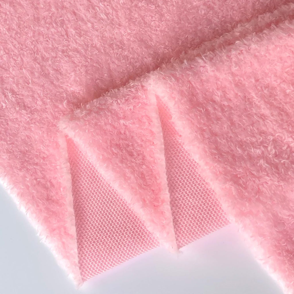 Pink Short Pile Faux Fur Plush Fabric, 63" Wide, 1 Yard