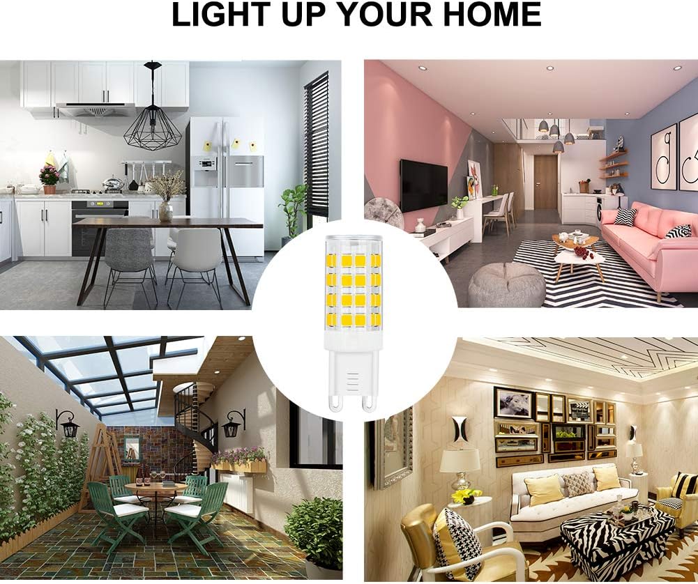 G9 LED Bulb 5W, 40W G9 Halogen Bulb Replacement, 420LM, Daylight White 6000K, AC100V-240V, G9 Base Non-Dimmable Light