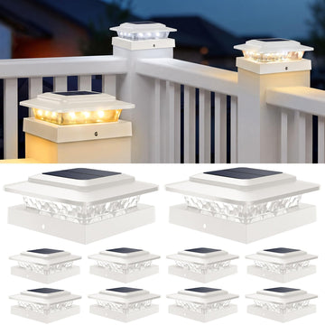Solar Post Cap Lights Outdoor 10 Pack, 3 Color Temps&2 Brightness