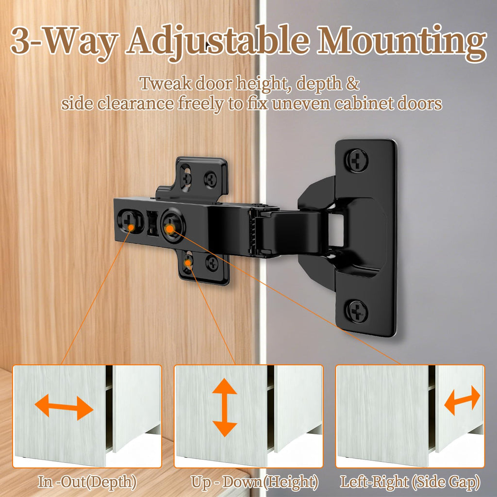 Soft Close Quiet European Concealed Hinges, Full Overlay Frameless Adjustable Hinges Cabinet Doors, Cupboard Hardware