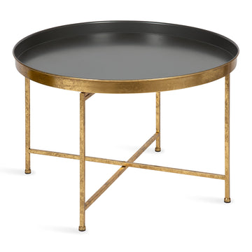 Celia Modern Coffee Table; 28 x 28 x 19; Gray and Gold; Glamorous Folding Metal Table For Storage and Display