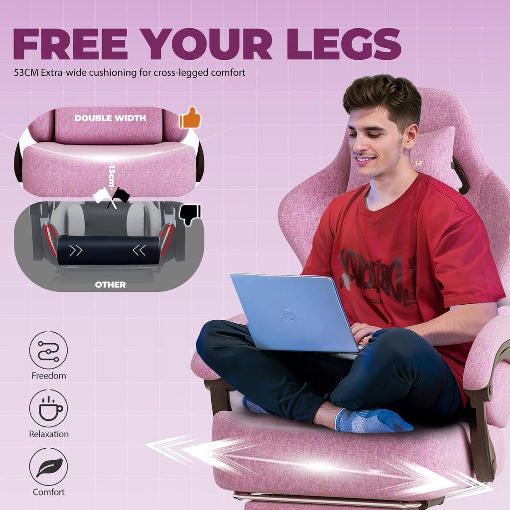 Big and Tall Gaming Chair with Pocket Spring Cushion, High Back Ergonomic Computer Chair with Footrest for Adults