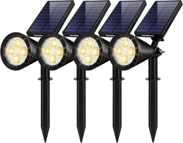 4 Solar Lights Outdoor Spot Garden Yard Landscape Flag, Warm White | Waterproof, Auto On/Off, Adjustable Brightness