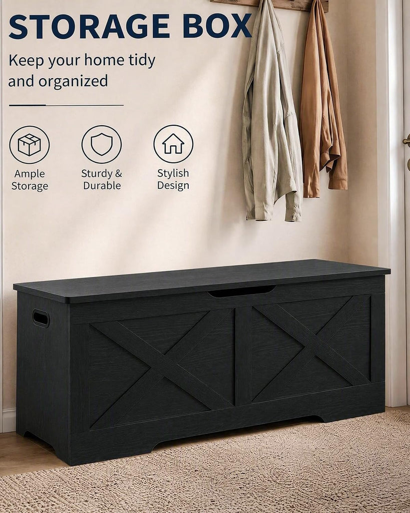 47.2" Storage Chest, Wooden Storage Bench, Entryway Shoes Bench
