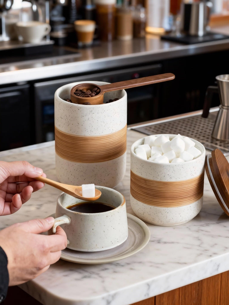 Large Coffee Container with Lid, Ceramic Coffee Jar for Counter