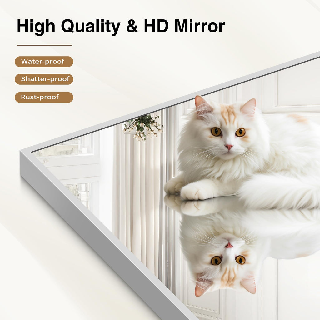 36x72inch Bathroom Mirror, Silver Rectangle Mirror with Thin Metal Frame, Large Rectangular Wall Mirrors m, Hair
