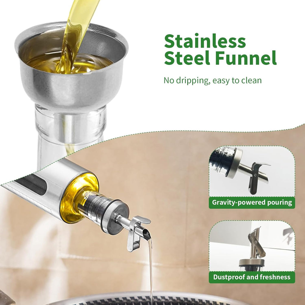 10oz/300 ml Oil and Vinegar Dispenser Set with Tray, 2 Pack Oil Dispenser - Set of 2